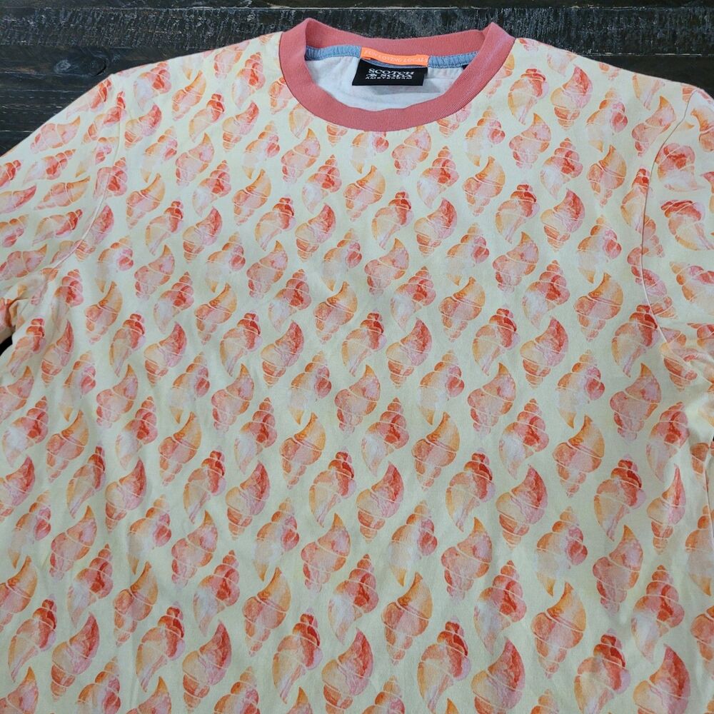 Scotch & Soda Shell Print Crewneck T-Shirt Mens Small Short Sleeve Casual Tee